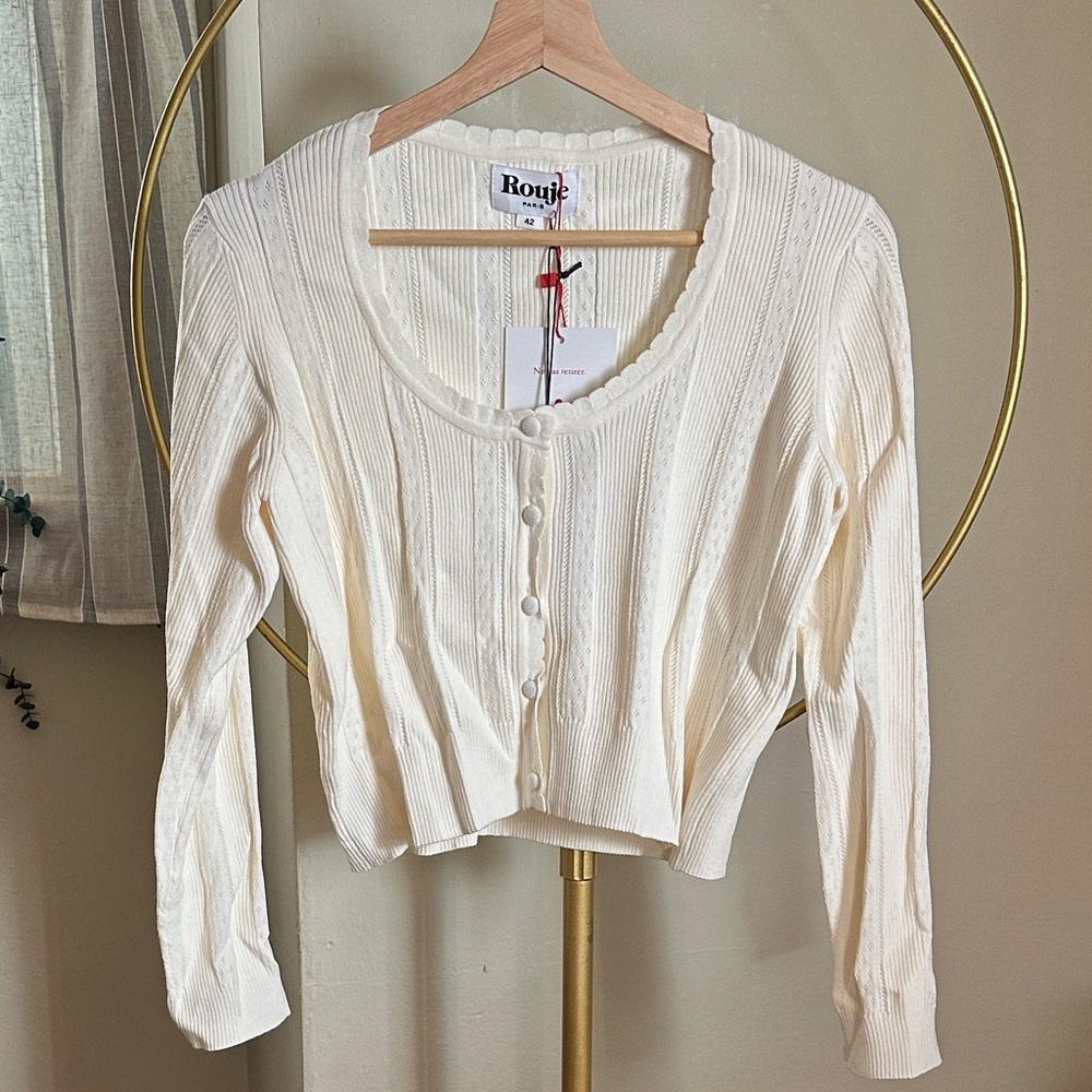 Rouje Cream Button-Up Cardigan Paola